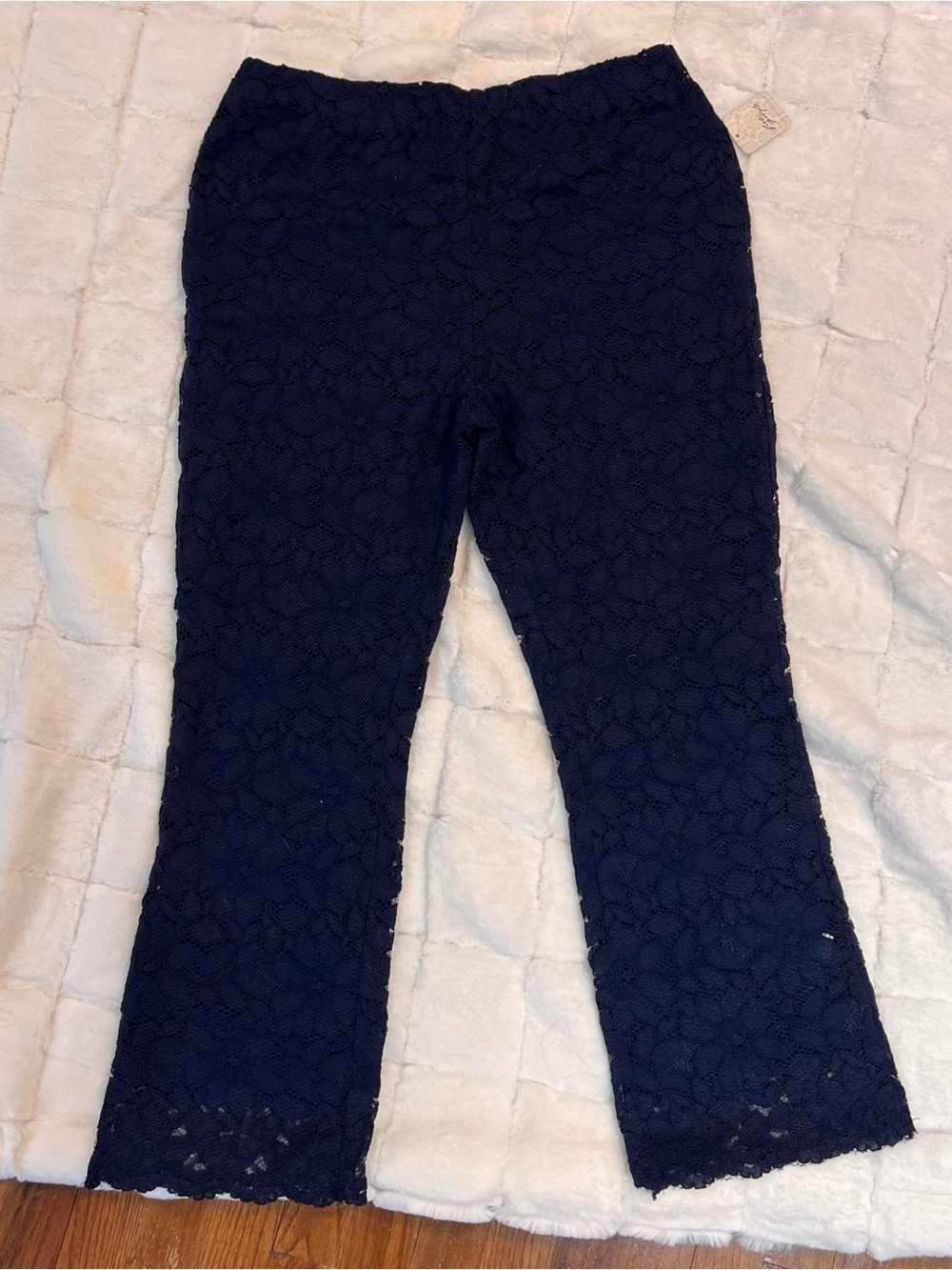 Free People Navy Lace Pull-On Flare Pants - Picture 4 of 8